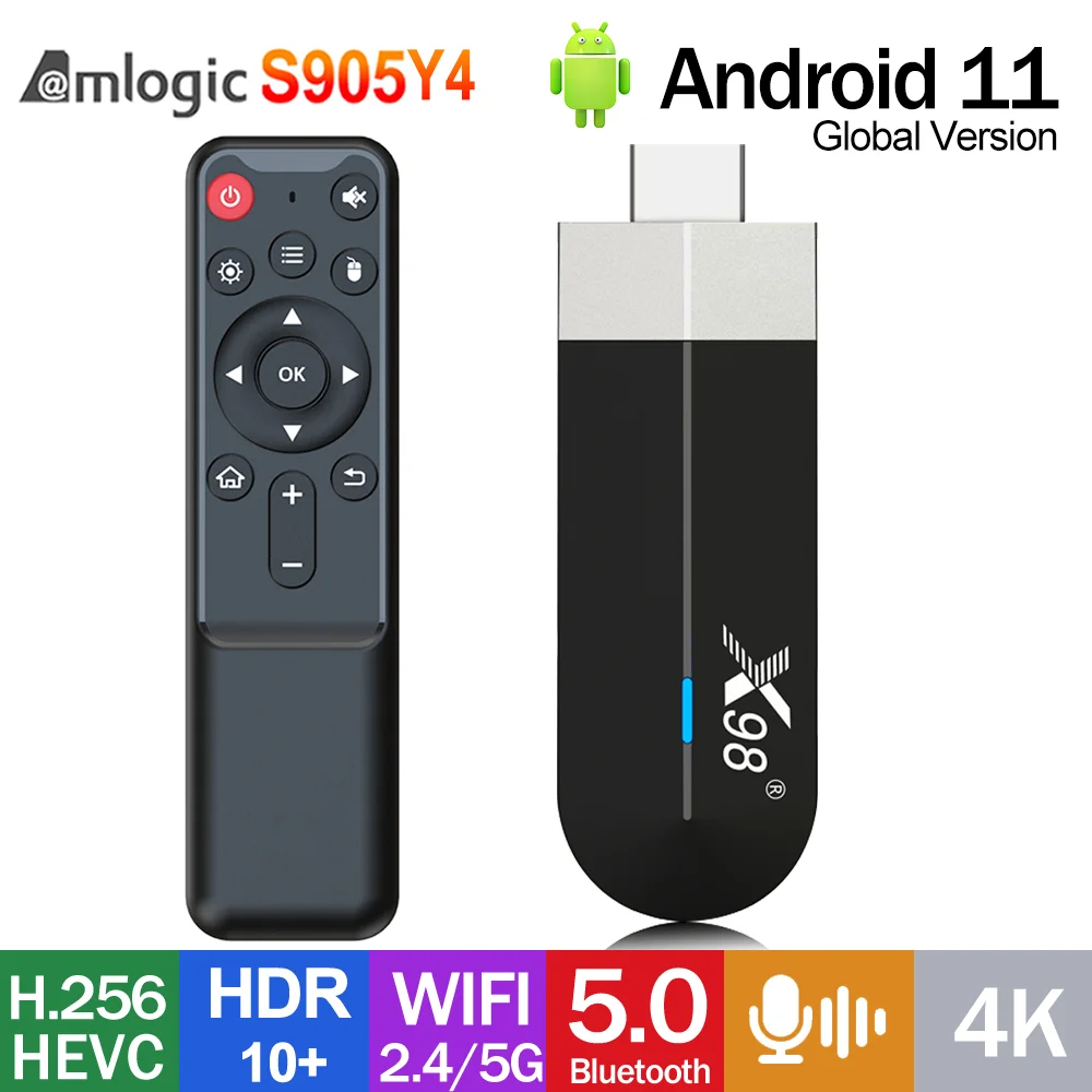 

New 4GB 32GB X98 S500 Android 11 TV Stick Amlogic S905Y4 Quad Core AV1 4K Dual Wifi Smart Media Player 2GB 16GB TV Box VSX96Q