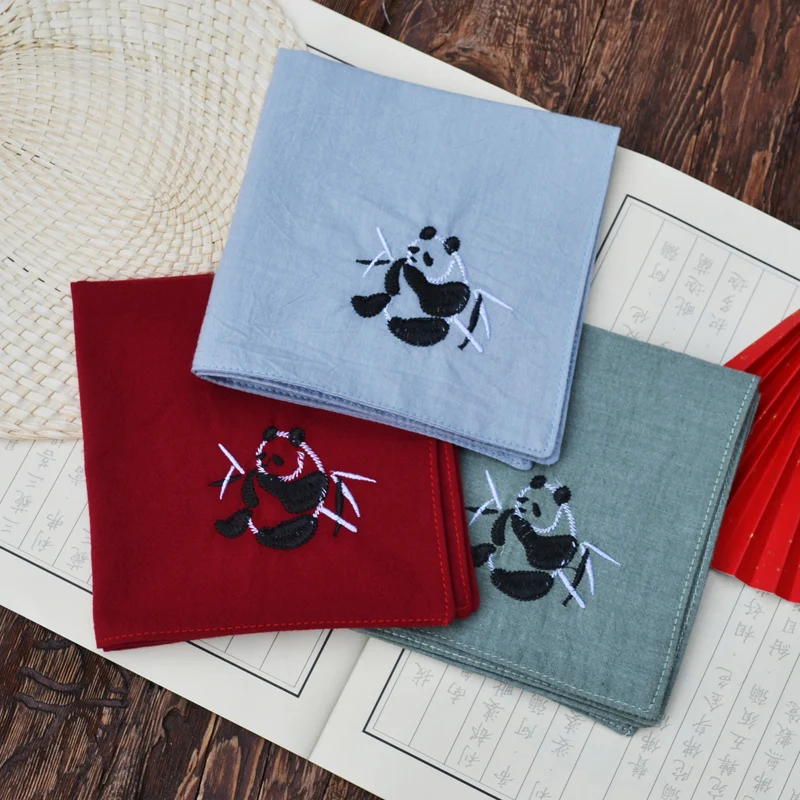 Pañuelos bordados de animales para mujeres y hombres, pañuelos de lino y algodón Vintage con caja de regalo para niños