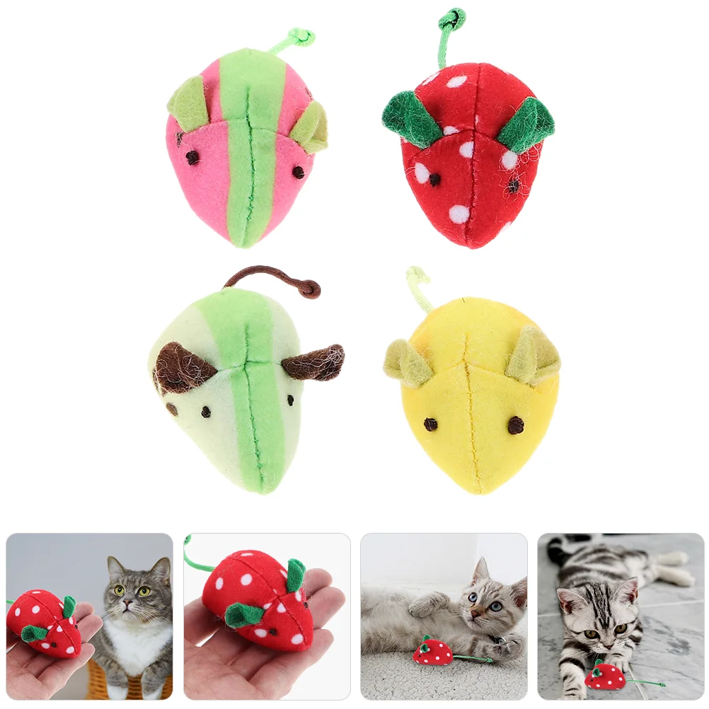 

4 Pcs Mouse Cat Toy Plush Toys Catnip Teasing Cartoon Modeling Indoor Cats Kitten Teething