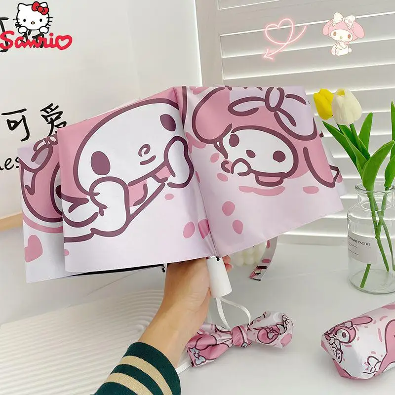 

Автоматический зонт Sanrio My Melody с защитой от дождя и блеска, солнцезащитный козырек с защитой от УФ-лучей, складной портативный утолщенный однотонный подарок для девушки