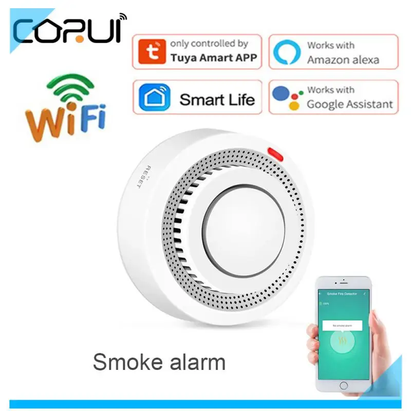 

Смарт-датчик дыма CORUI TUYA с Wi-Fi и управлением через приложение