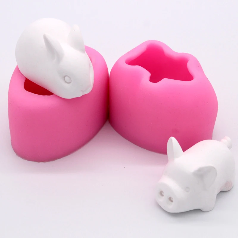

Силиконовая 3D форма в виде розового кролика, свиньи, «сделай сам», форма для помадки, торта, мусса, шоколада, помадки, конфеты, столовые приборы для выпечки, украшение
