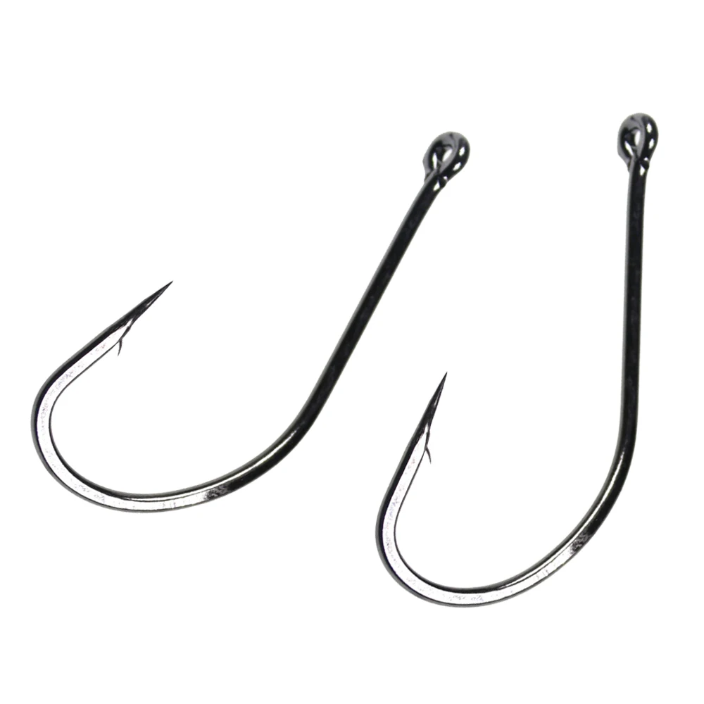 25/50PCS High Carbon Steel Off-set Fishing Hook Nmyph Fly Sabiki Rig/Carp Fishing/Saltwater Jig Lure Hooks Black Nickle |