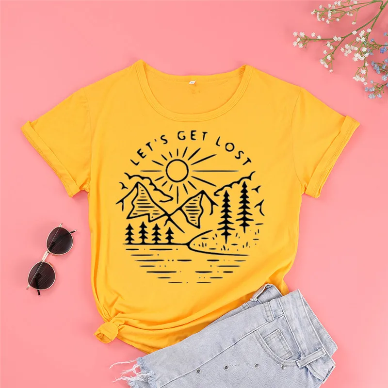 Рубашка Let Get Lost футболка с коротким рукавом из 100% хлопка круглым вырезом и