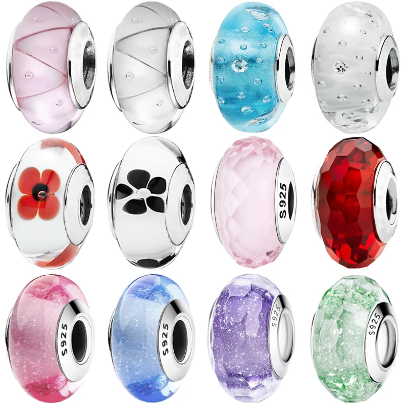 

Подвеска из серебра 925 пробы с синим и зеленым цветком из муранского стекла