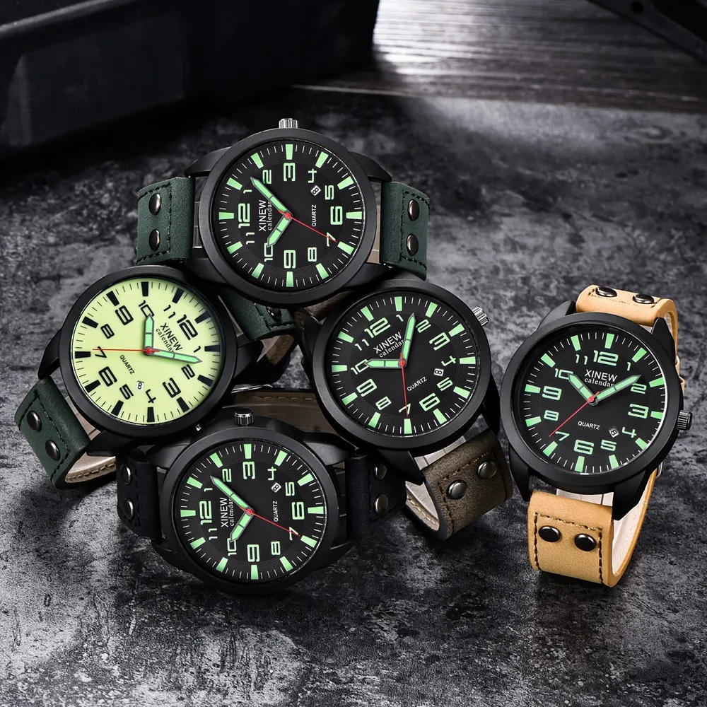

Men's Leather Date Casual Analog Quartz Wrist Watch Business Watches Gifts Classic Fashion Watch Women Wrist Watch Reloj Hombre