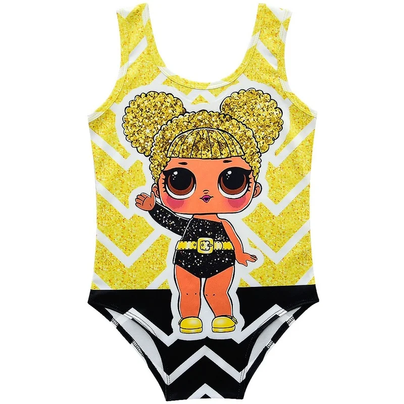 

LOL Little Girl Swimwear Kids One Piece Swimsuit Cartoon Doll Bee Queen Figure Bikini Outdoor Beach Baby Summer Dress UP