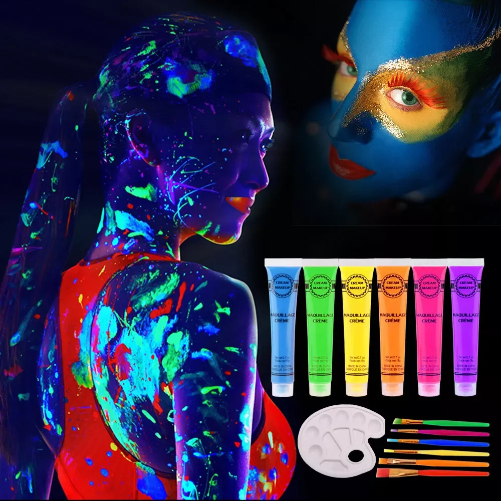 

Body Painting New Colorful Makeup Face Halloween Environmental Intense Neon Face Beauty Body Paint Dance Party Festival Rave