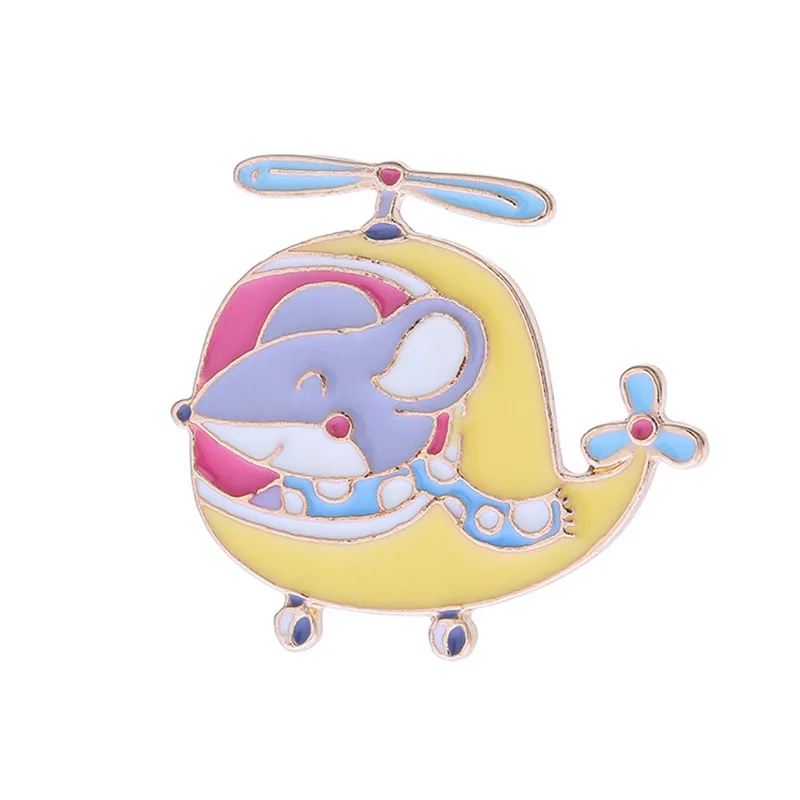 

1Pcs Charm Alloy Cartoon Helicopter Brooch Cute Little Mouse Animal Pins Clothes Lapel Button Badge Clothing Bag Gift Jewelry