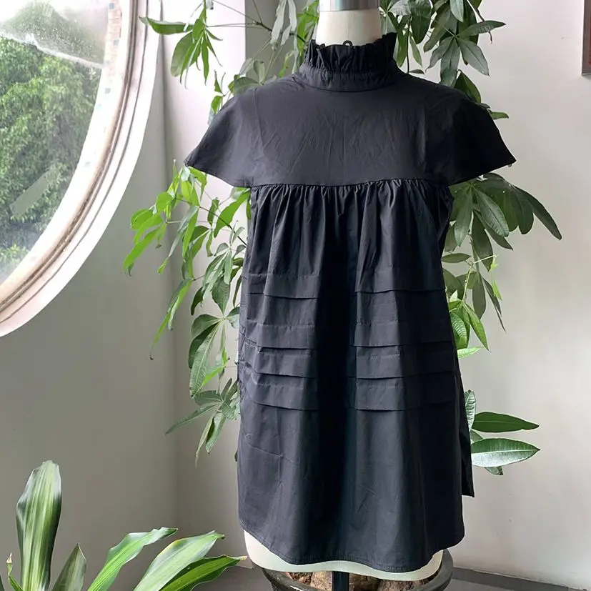 Блузка женская плиссированная с коротким рукавом модный элегантный офисный