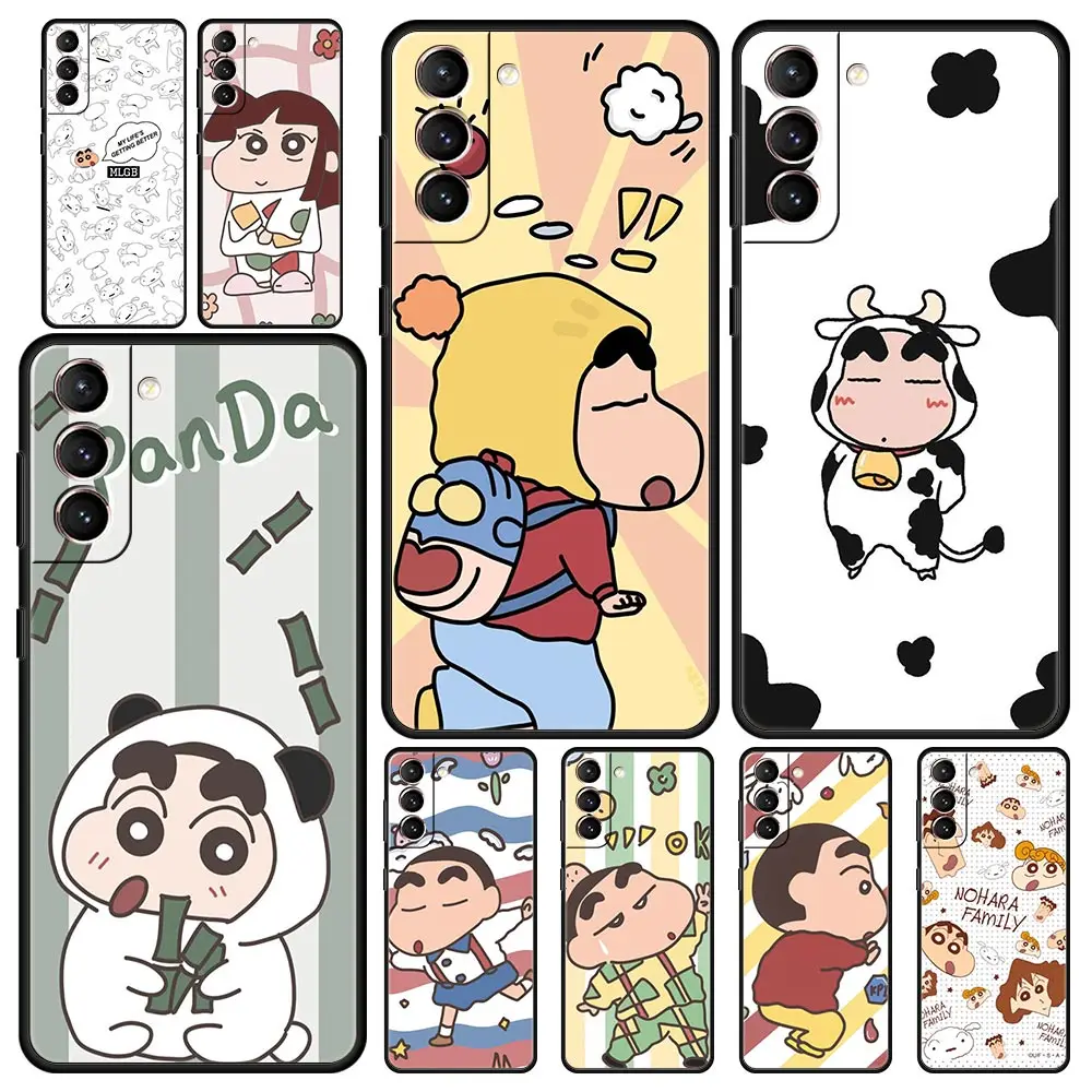 

Cute Crayon Shin-chan Phone Case For Samsung Galaxy S22 S20 FE S21 Ultra 5G S9 S8 S10 Plus S10E Note 10 Lite 20 Soft Black Cover