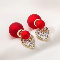 2022 south koreas new exquisite earrings ladies simple rhinestone heart earrings girlish temperament jewelry fashion jewelry