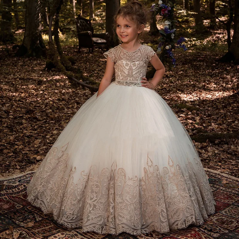

New Children's Dress Lace Sleeveless Performance Host Flower Girl Cute Fluffy Princess Dress Oversized Skirt Dress Skirt