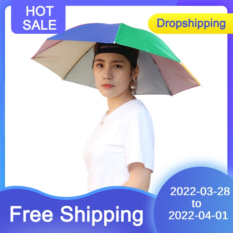 

Outdoor Head Umbrella Hat Anti-Rain Anti-Sun Headwear Sun CAP Foldable Fishing Golf Cycling Hiking Camping Shade Umbrella Hat