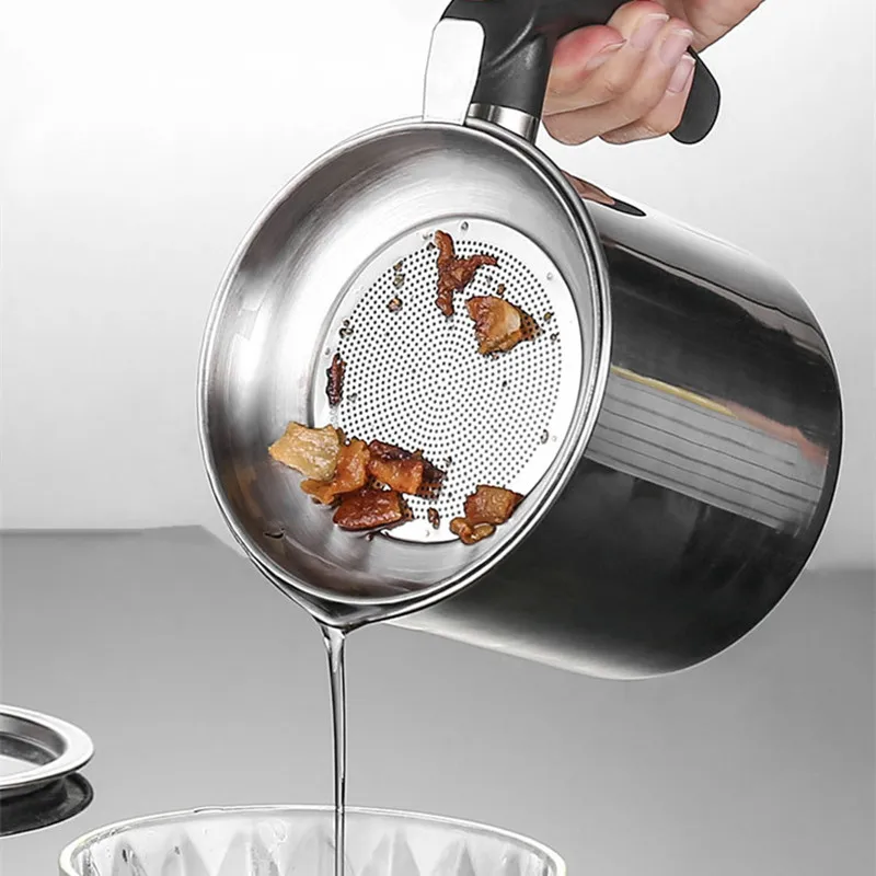 

Oil Filter 1.3L Kitchen Cooking Tools Storage Tank Grease Filter Pot Oil Pot Container Restaurant Kitchen Tray Oil Filter