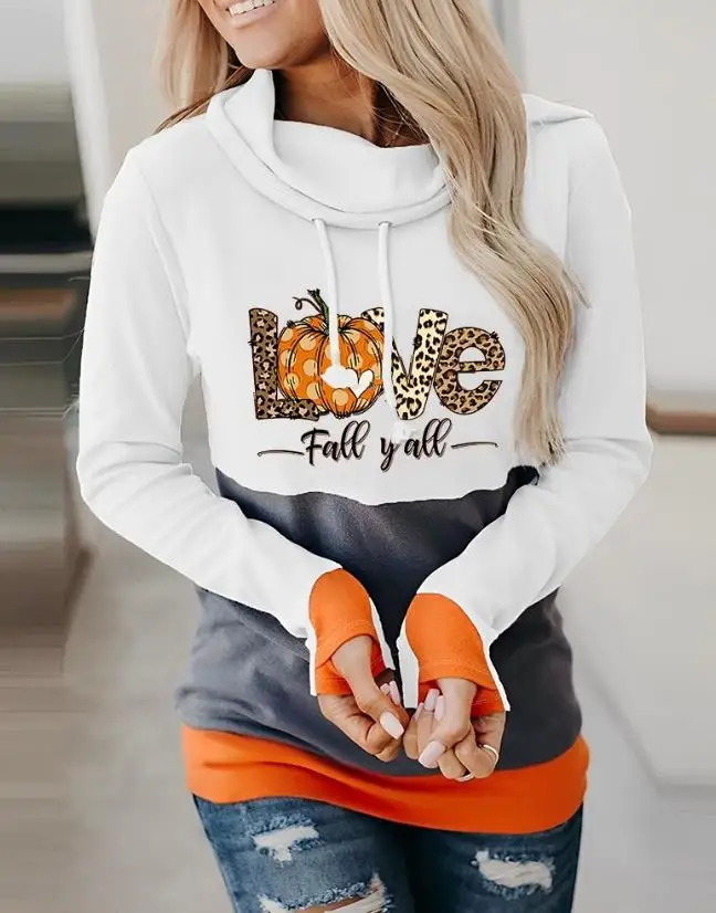 

top women Autumn Winter Long Sleeve Pullover 2023 Halloween Haunted House Witch Silhouette Graphic Print Hoodie Sweatshirt Top