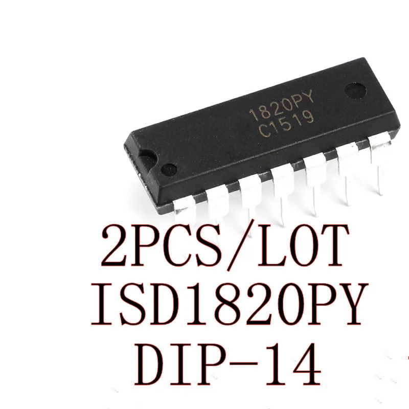 

2PCS/LOT ISD1820PY 1820PY DIP-14 8-20 seconds single segment voice recording and playback circuit New In Stock Original