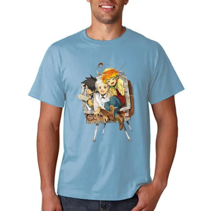 Мужская футболка с принтом обещанный Neverland Yakusoku No Nebarando Винтажная коротким