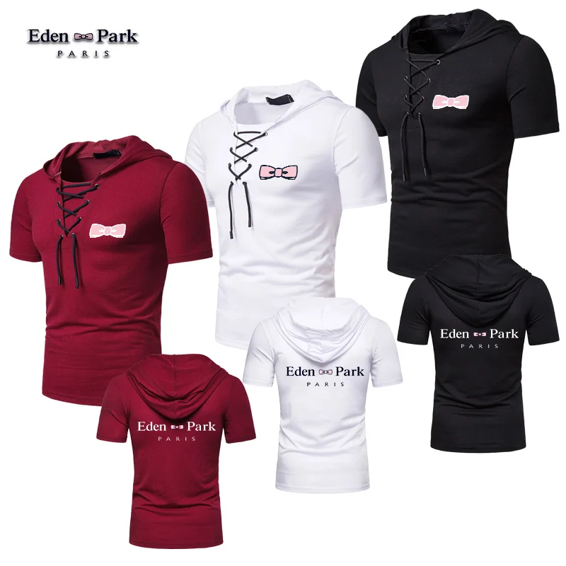 

Men's Hooded Shirt Personality Casual Hip Hop Cool Shirt Comfy Printing T-shirt Summer Short Sleeve Slim Tops for Male