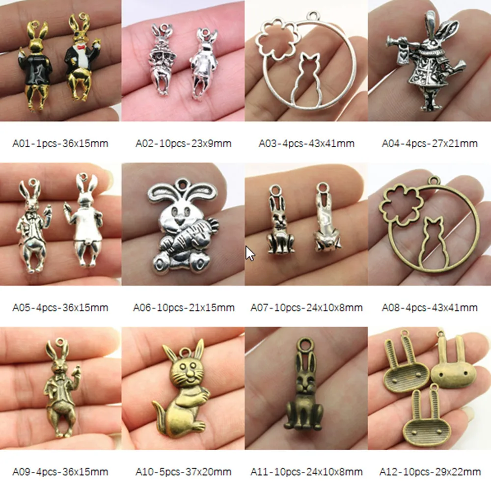 

Rabbit Charm Pendant Jewelry Findings Components Handmade