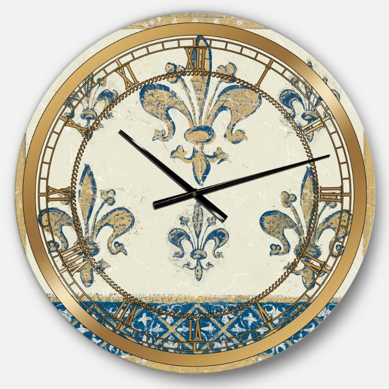 

'Fleur de Lis Gold Pattern' Glam wall clock