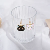 dckazz sailor moon cat earrings luna and artemis anime inspired enamel drop earrings kawaii animal jewelry for girl women gift
