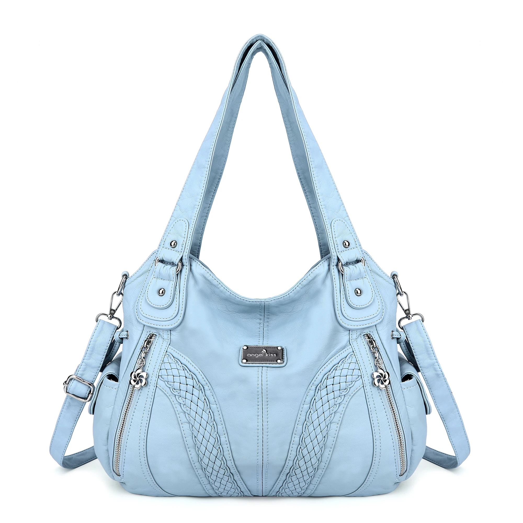 

AngelKiss 2021 New Arrival Women Floral Handbag Female Flower Print White Bag Messenger Tote with Adjustable Long Strap