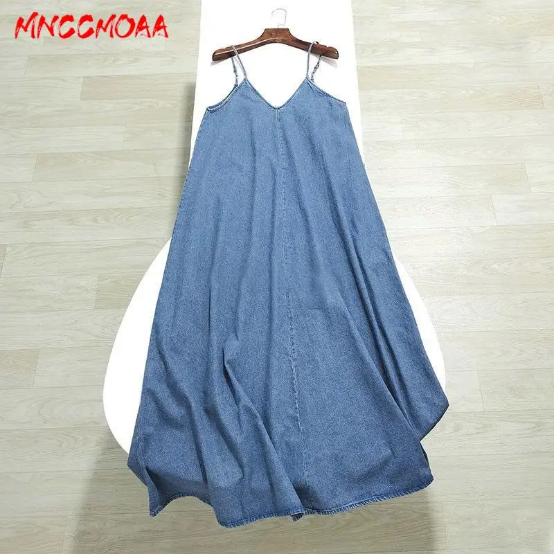 

Платье-миди женское джинсовое на бретелях, с V-образным вырезом