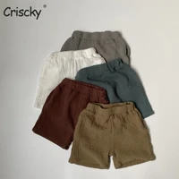 criscky 2022 summer unisex kids casual soft shorts solid color korean style toddlers children loose shorts
