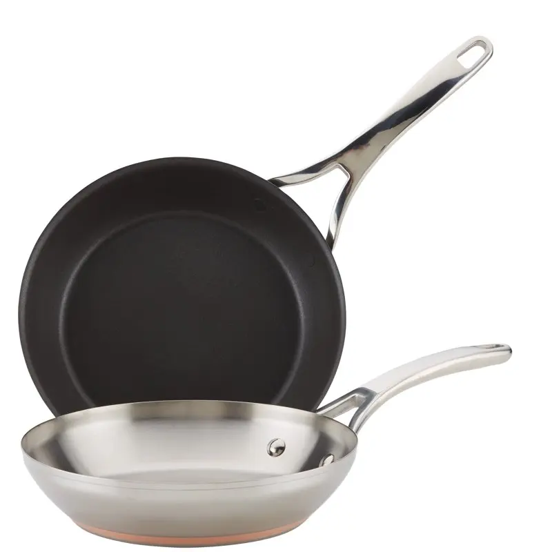 

2023 New Copper Mixed Metals Skillet Set, 2-Pieces Silver and Black Non-stick Pan Frying Steak Pancake Cookware Pans Kitchen Acc