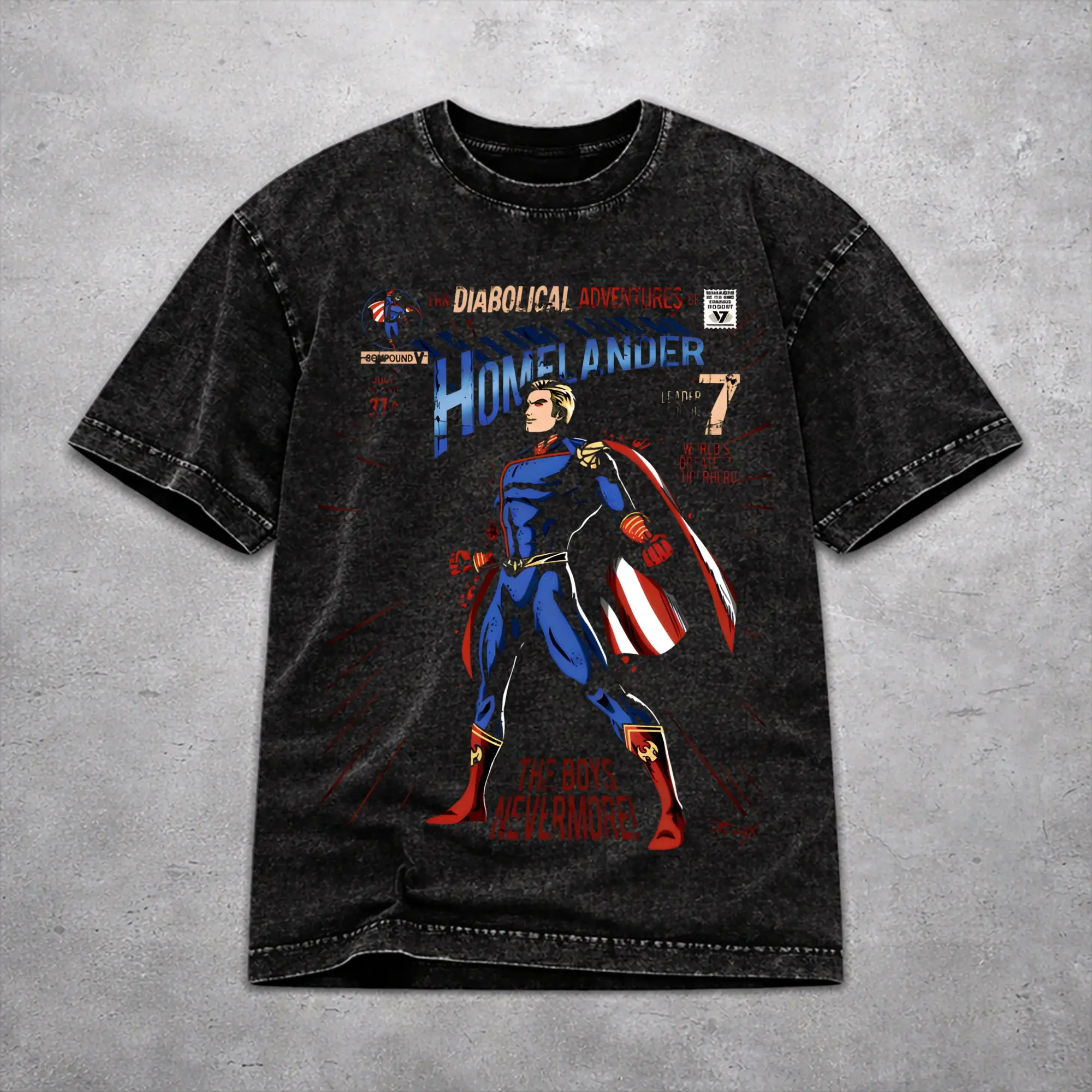 Фото Винтажная футболка The Evel Hero The Boys Homelanders 2026, мерч-футболка для мужчин и женщин, футболки из стираного хлопка, одежда №1
