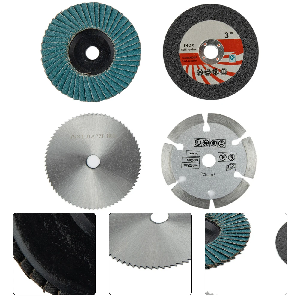 

4Pcs 75mm Cutting Disc 3 Inch Metal Circular Saw Blade Grinding Wheel 1.2mm Sanding Disc Cutting For Angle Grinder Attachment