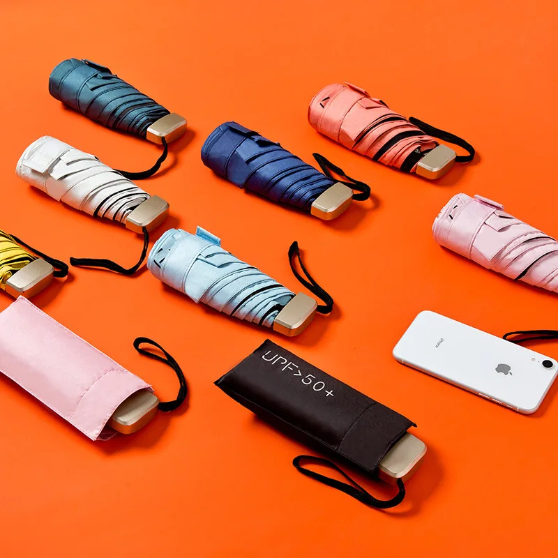 

Маленький Карманный Женский зонт для телефона, мужской ультралегкий Зонт от дождя и солнца, портативный зонт для девушек с защитой от УФ-луч...