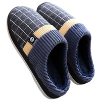 2022 men slippers new warm mens slippers short plush flock home slippers for men hard wearing non slip sewing soft male shoes