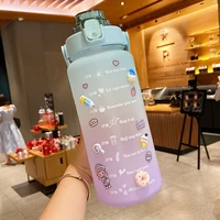 2 liters water bottle motivational drinking bottle sports tiktok water bottle time marker sticker portable reusable plastic cups