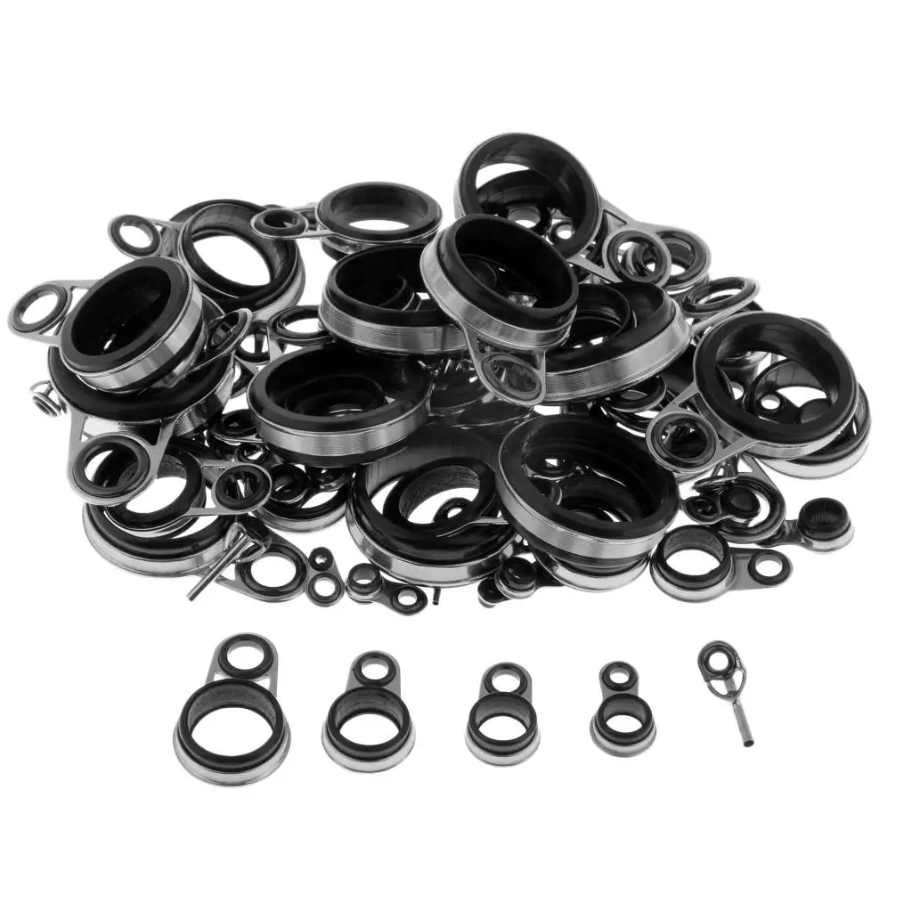 78 Pieces Fishing Rod Tips Telescopic Casting Guides Firmly Mount 0.8mm-8.3mm Mixed Size |