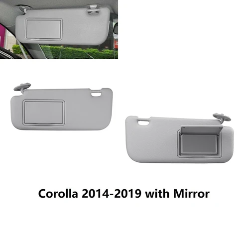 Солнцезащитный козырек для Toyota Corolla 2014-2019 с зеркалом (серый Слева и справа), 2 шт.