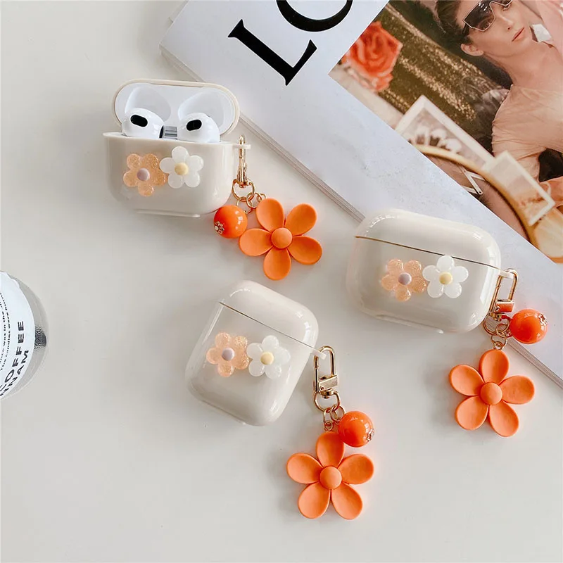 

Чехол для apple AirPods 3, Роскошный чехол для телефона, цветочный чехол из ТПУ для AirPods 1 2 3 Pro, чехол для гарнитуры, брелок