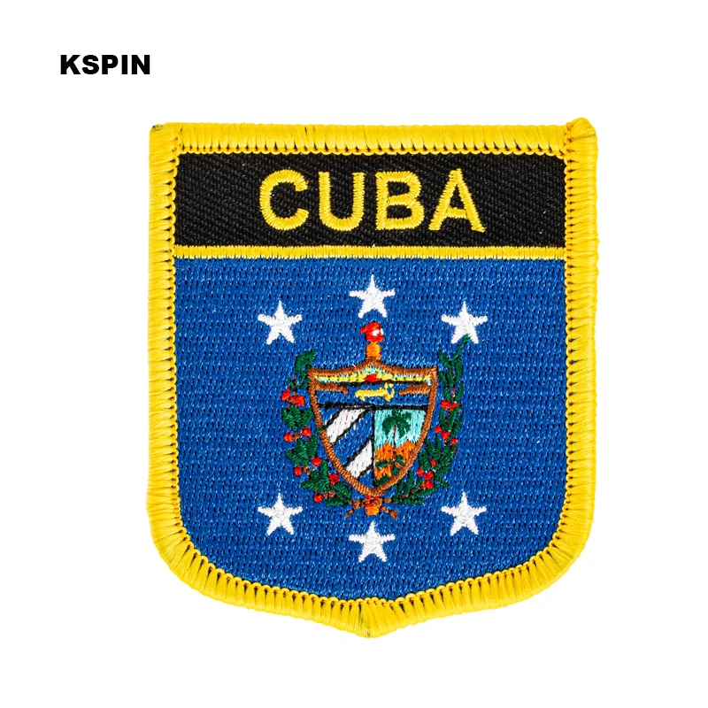 

Cuba Flag Shield Shape Iron on Embroidery Patches Saw on Transfer Patches Sewing Applications for Clothes Back Pac