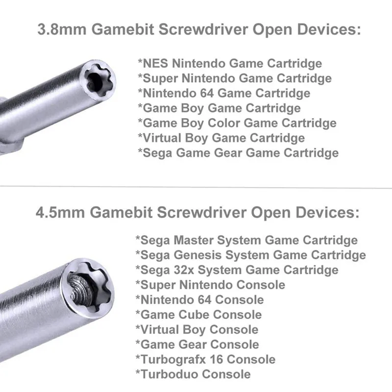 3.8mm + 4.5mm Screwdriver Tool Repair Gamebit For NES SNES N64 GameBoy SEGA And Color Cartridges