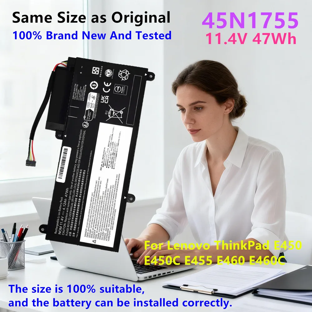 Фото Аккумулятор для ноутбука 45N1755 для Lenovo ThinkPad E450 E455 E460 E450C 45N1752 45N1756 45N1754 45N1753 45N1757 11.4V 47Wh №2