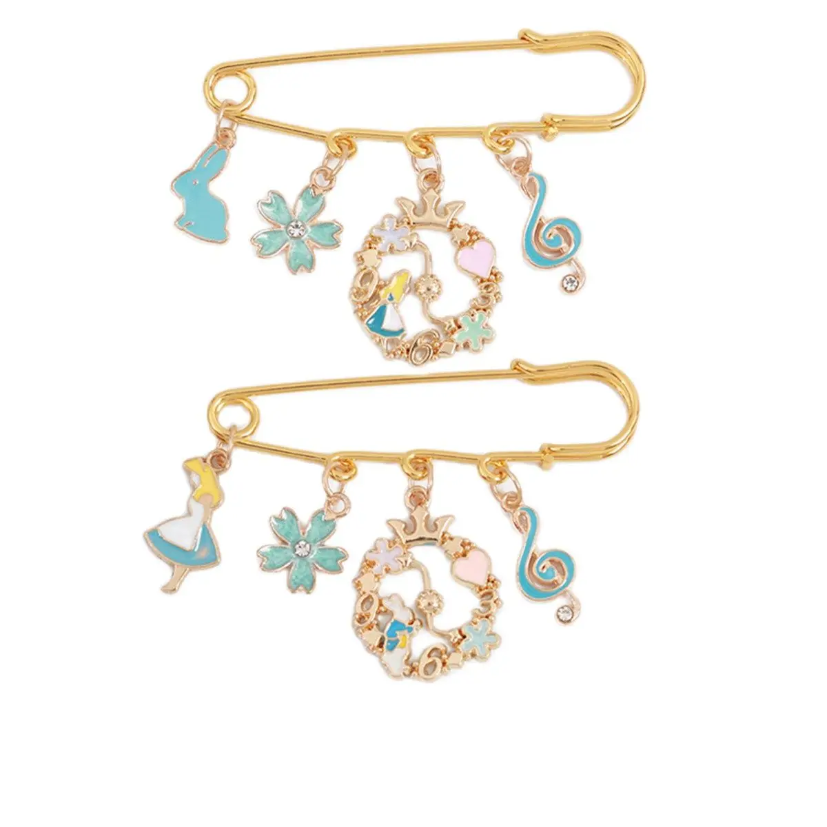 

Creative Alice in Wonderland Pins Cute Cartoon Rabbit Metal Badge Jewelry Fashion Women's Lapel Pins Accessories Gift