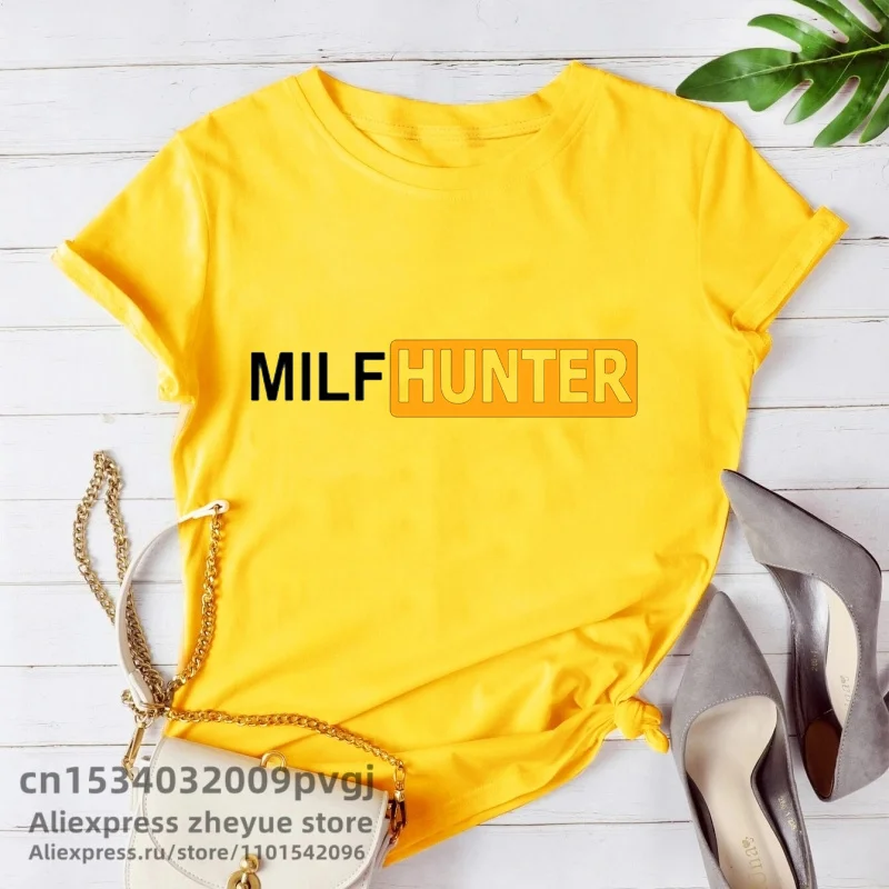 Футболка Milf Hunter мужская с коротким рукавом смешная шутка креативный дизайн