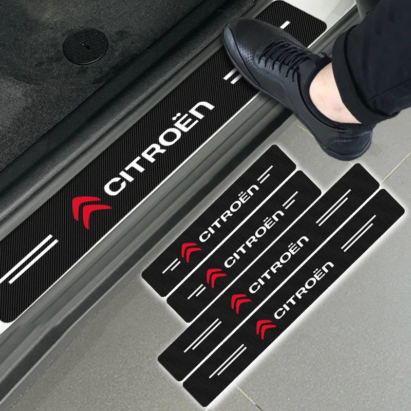 

4pcs Car Carbon Fiber Auto Door Sill Protector Stickers for Citroens C1 C2 C3 C4 C5 C6 C8 C4L DS3 DS5 Car Badge Decals Gadgets