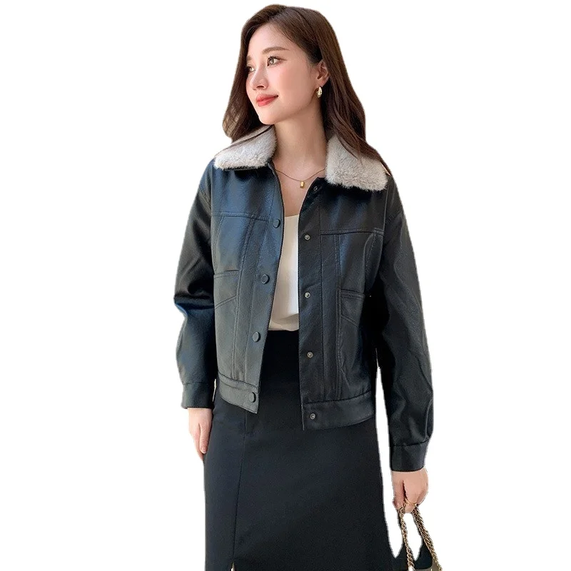 ZXRYXGS зимнее пальто из искусственной кожи с плюшевой подкладкой новинка 2023