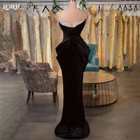 LORIE Elegant Black Mermaid Evening Dresses Off Shoulder Glitter Pleated Irregular Neckline Prom Dress Arabia Dubai Party Gowns