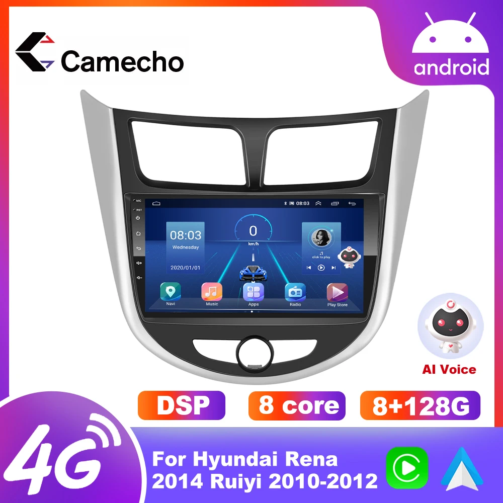 

Автомагнитола Camecho для Hyundai Rena 2014 Ruiyi 2010-2012, 2Din, Android, мультимедийный видеоплеер, GPS-навигатор, carplay, Раздельный экран