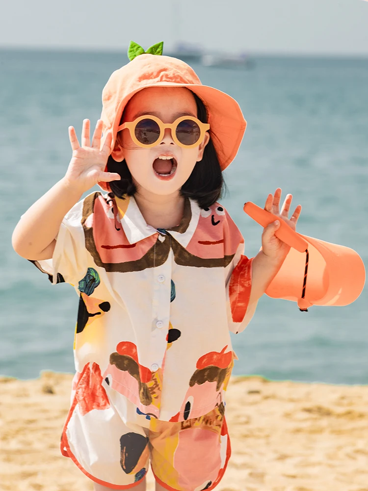 

Girls Funny Print T-Shirt Summer New Lightweight Shirt Shorts Casual Baby Outing Two-Piece Set