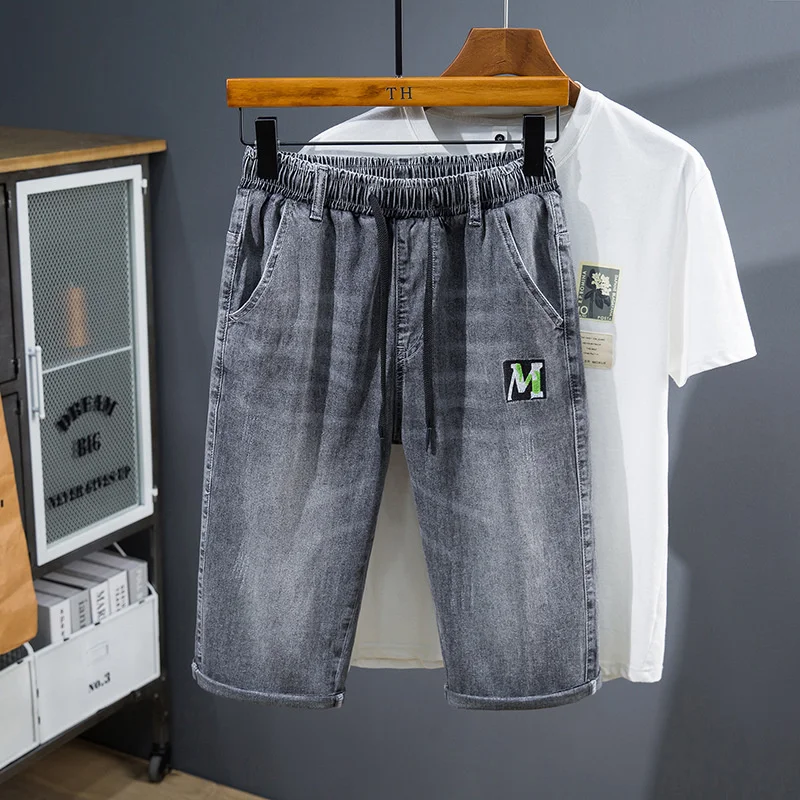 

size Large denim shorts men's summer thin section trend casual outerwear 10XL 8XL 9XL points pants tide brand plus size shorts