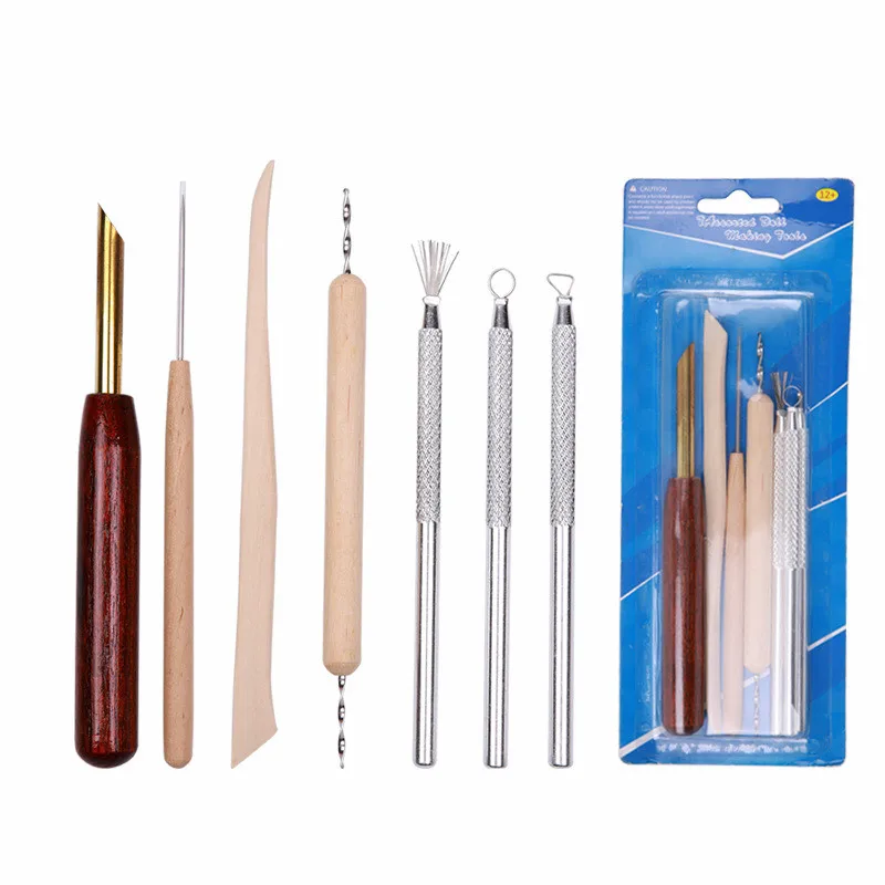 

Pottery Tools Sculpture 7pcs/set Multifunctional Modeling Tools DIY Ceramic Fine Carving Clay Punch Mud Sculpture Knife